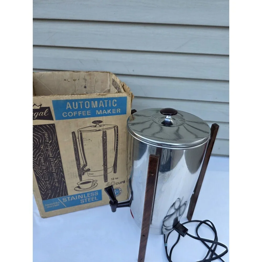 Regal 1350 Coffee Maker Pot Percolator “Atomic Bullet” 12- 40 Cup Stainless 60's